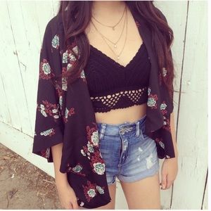 NWOT Pins & Needles Floral Open Kimono